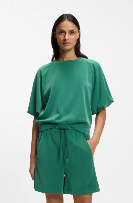 Oversized-fit sweatshirt with short balloon sleeves