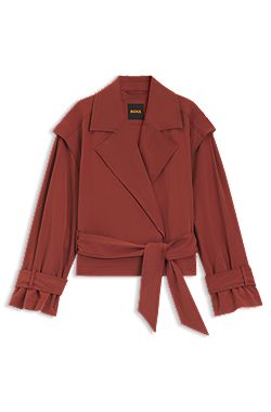 Cropped trench jacket with belt