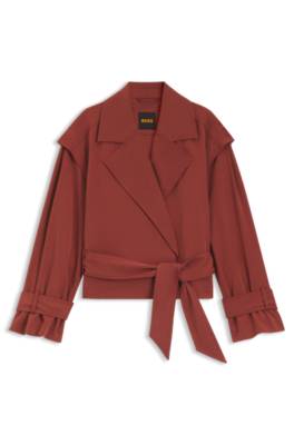 Boss Kort trenchcoat med mörkrött bälte dam – bild 5