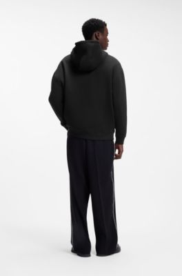 Cotton-terry hoodie with rose artwork, Black