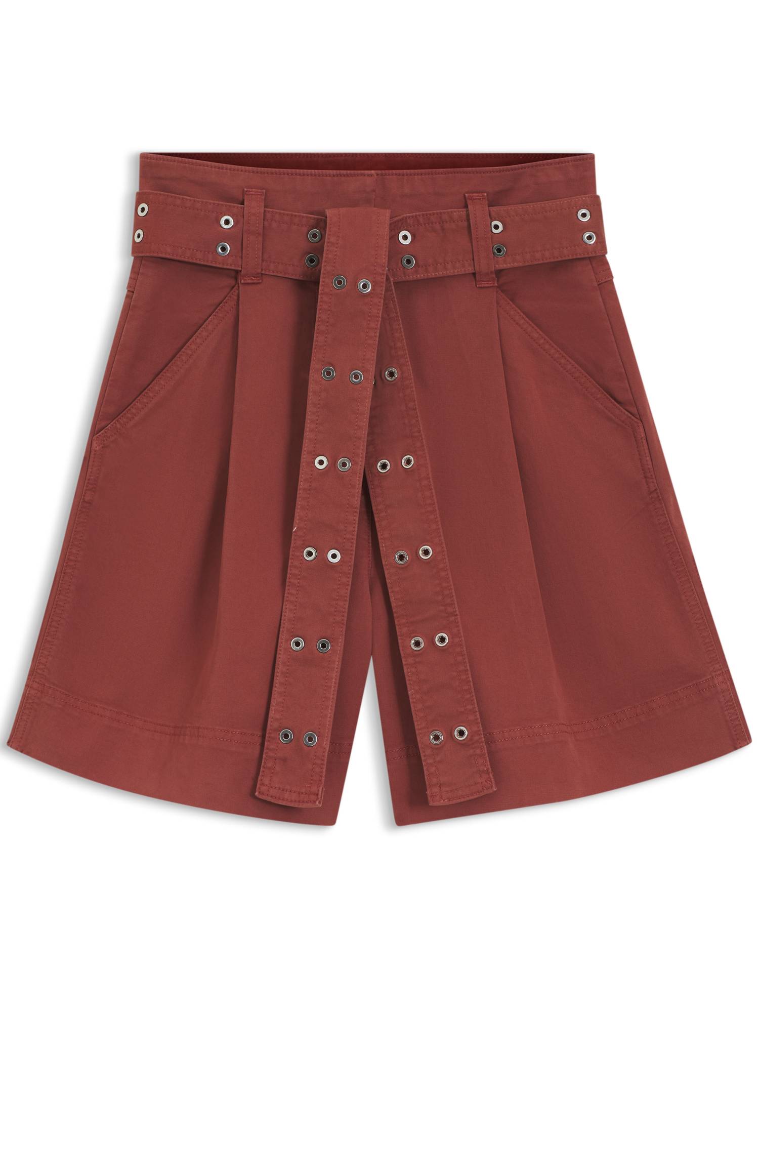 Boss Stretch-cotton shorts with eyelet belt dam – bild 4