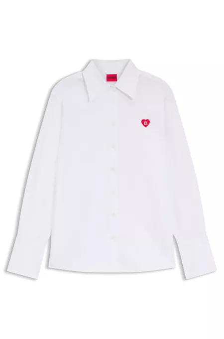 Relaxed-fit blouse in Oxford cotton with heart logo