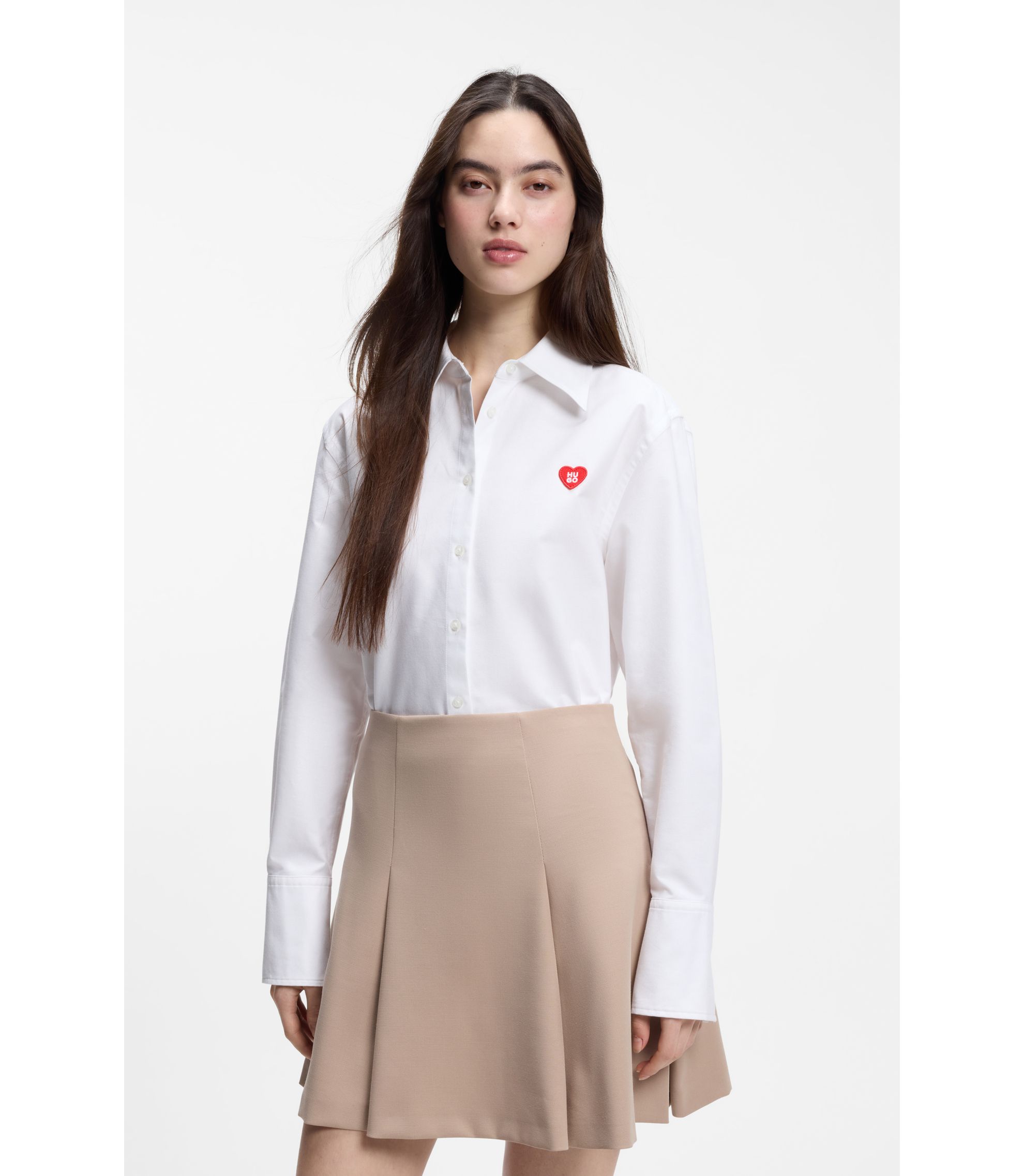 Relaxed-Fit Bluse aus Oxford-Baumwolle mit Herz-Logo