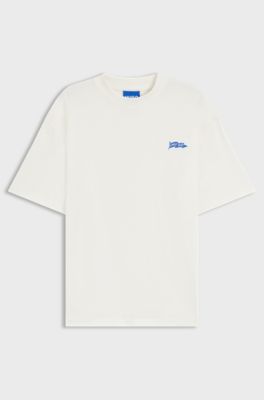 T-shirt van katoenen jersey met logovlag, Naturel