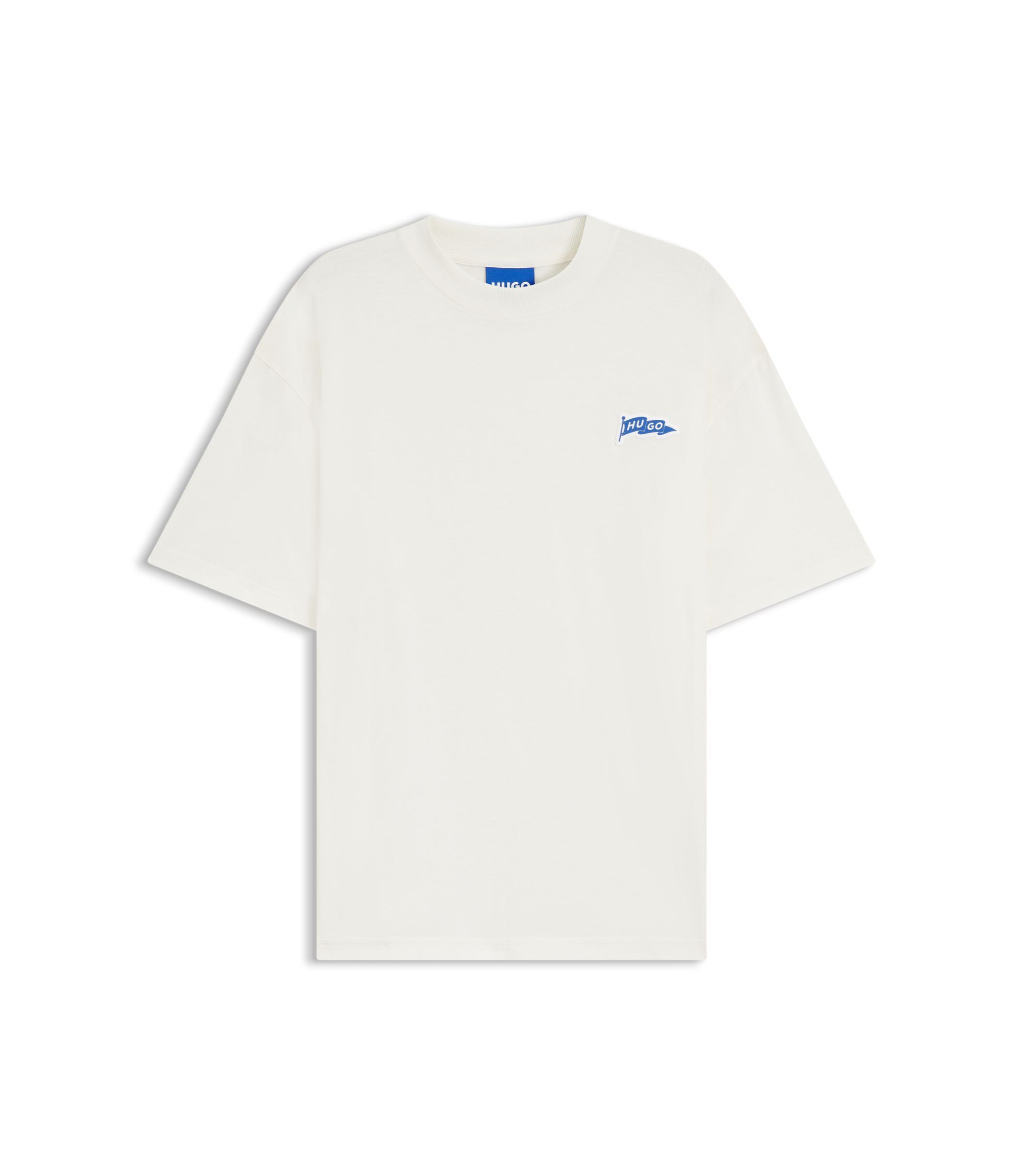 HUGO - Logo-flag T-shirt in cotton jersey - Natural