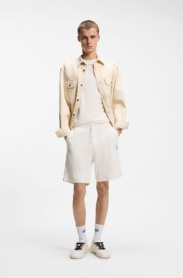 Logo-flag T-shirt in cotton jersey, Natural