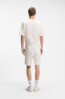 Logo-flag T-shirt in cotton jersey, Natural