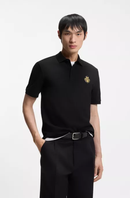 Cotton-piqué polo shirt with logo artwork