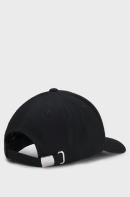 Cappellino in twill di cotone con logo ricamato, Nero