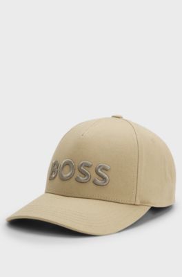 Cappellino in twill di cotone con logo ricamato, Beige