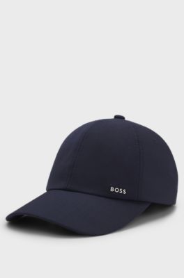 Twill pet van een wolmix met metallic logoletters, Donkerblauw