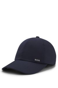 Cap in wool-blend twill with metallic logo lettering, Dark Blue