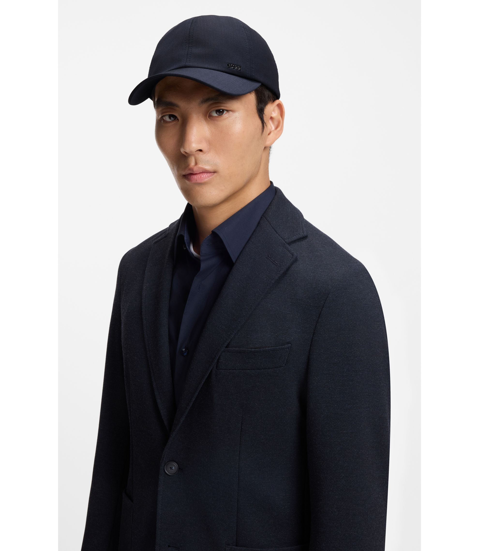 BOSS - キャップ ウールブレンドツイル メタリック レタリングロゴ