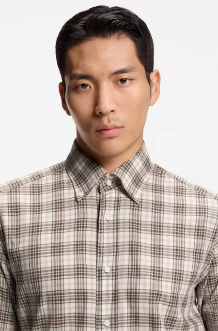 Chemise Regular en coton italien à carreaux