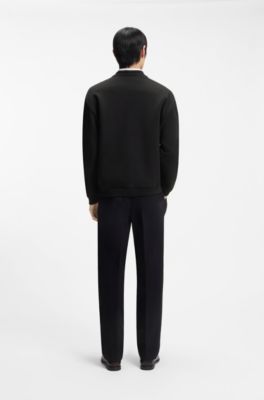 Oversized-fit sweatshirt in cotton terry with logo artwork, Black