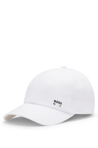 Soft cotton-twill cap with UV protection, White
