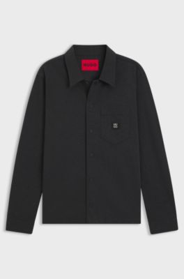 Oversized-fit shirt in a cotton blend, Dark Grey