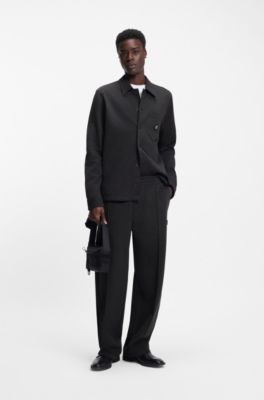 Oversized-fit shirt in a cotton blend, Dark Grey