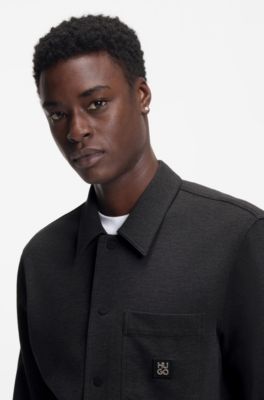 Oversized-fit shirt in a cotton blend, Dark Grey