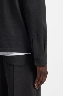 Oversized-fit overhemd van een katoenmix, Grijs