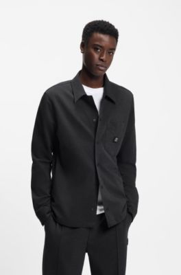 Oversized-fit shirt in a cotton blend, Dark Grey