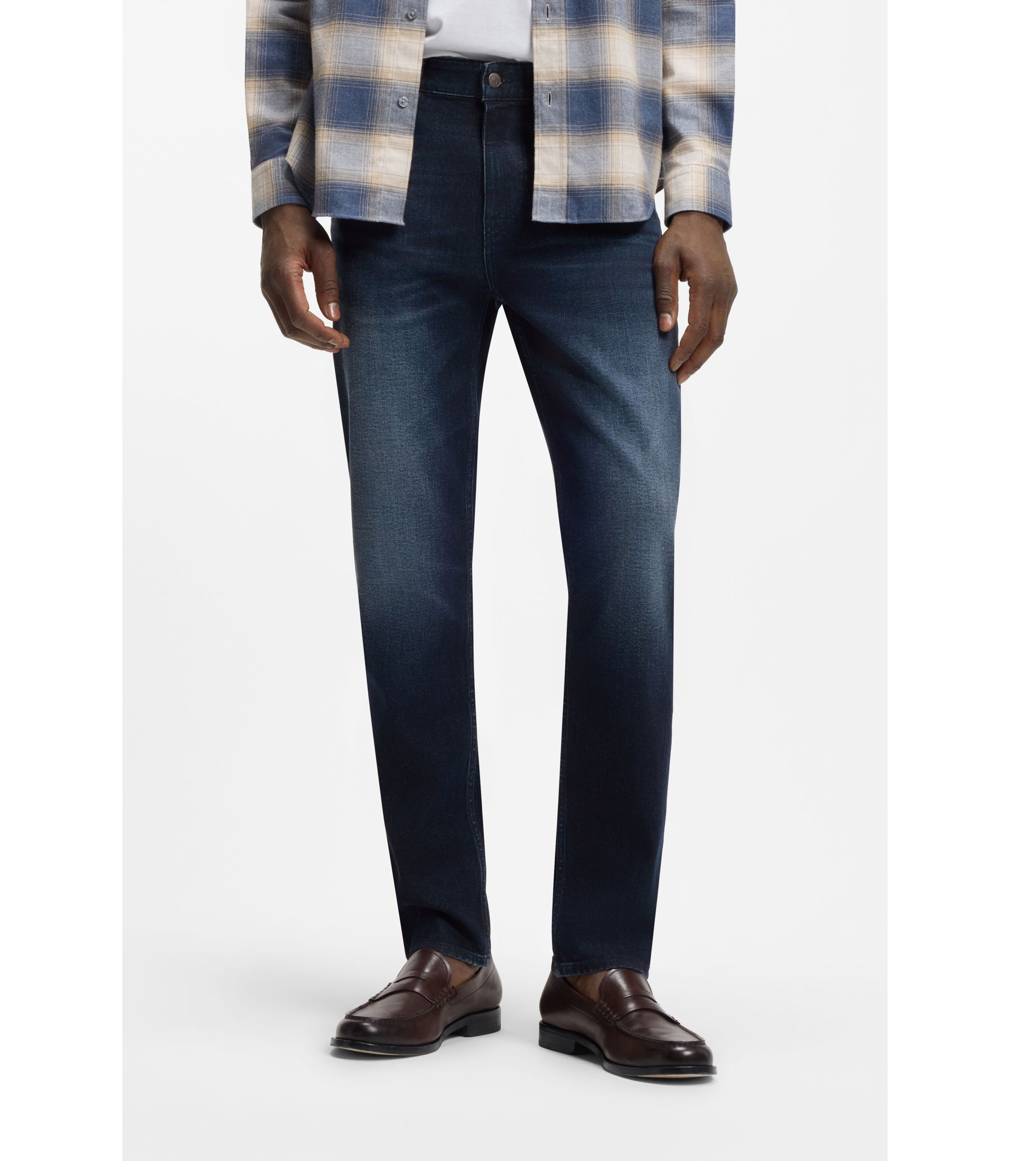 Maine Regular-Fit Jeans aus dunkelblauem extra-softem Denim