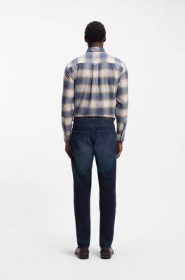 Maine regular-fit jeans in dark-blue extra-soft denim, Dark Blue