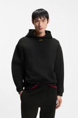 Year of the Horse Cotton-terry hoodie with logo artwork, Black