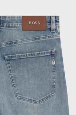 Maine Regular-Fit Jeans aus bequemem blauem Stretch-Denim, Hellblau