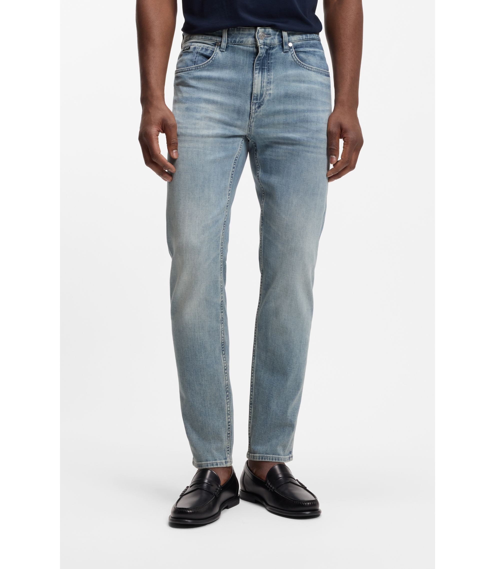 Maine Regular-Fit Jeans aus bequemem blauem Stretch-Denim