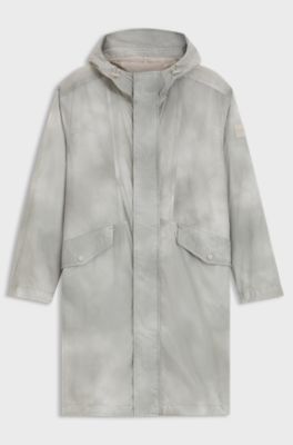 Giacca impermeabile con stampa digitale, Grigio chiaro