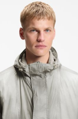 Giacca impermeabile con stampa digitale, Grigio chiaro