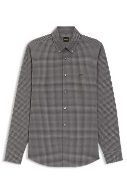 Regular-fit shirt in checked stretch-cotton dobby