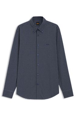 Regular-fit shirt in checked stretch-cotton dobby