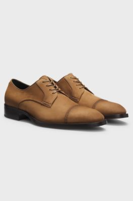 Derbys aus Veloursleder mit gestickten Details, Braun