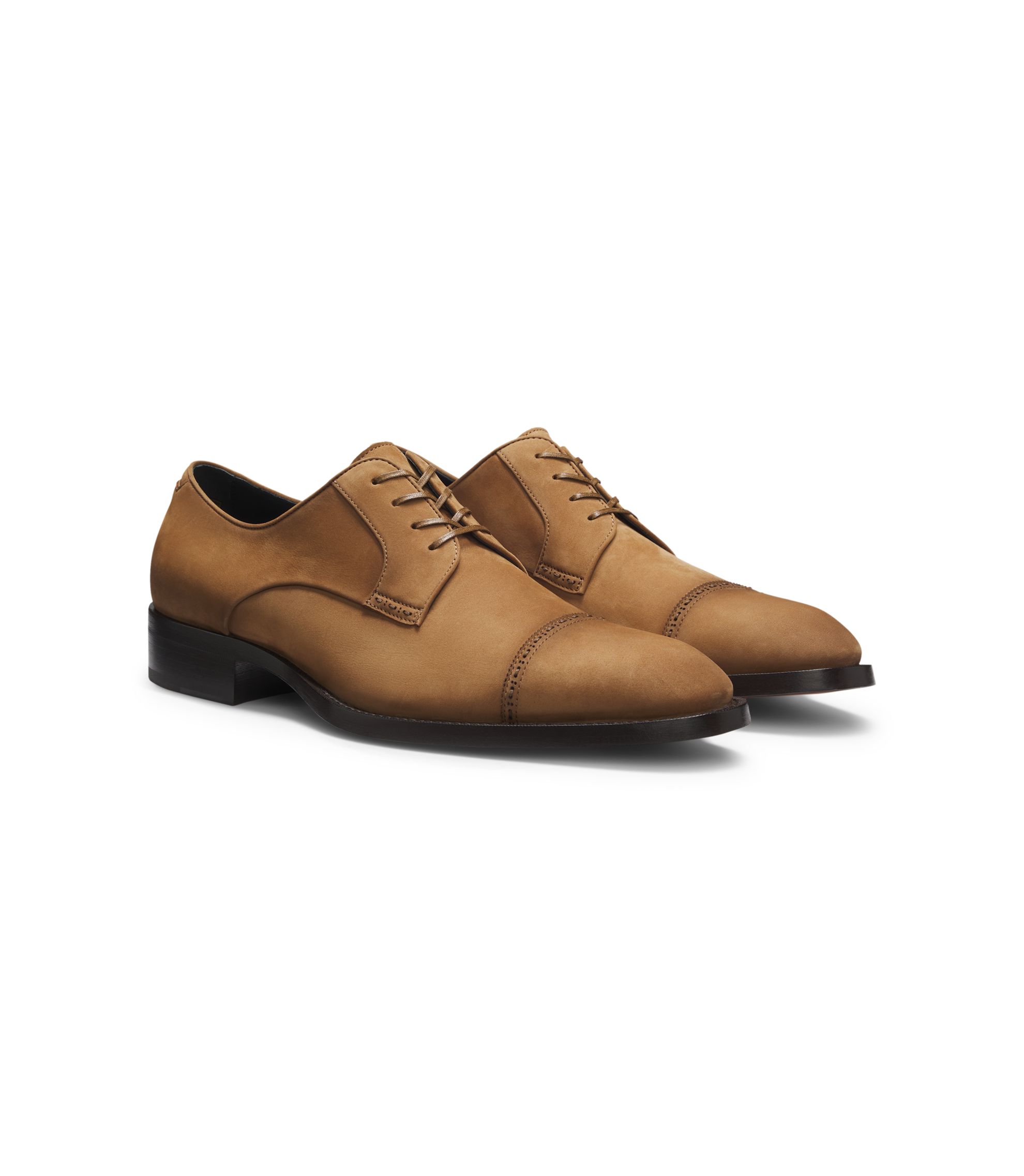 Derbys aus Veloursleder mit gestickten Details