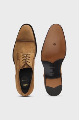 Derbys aus Veloursleder mit gestickten Details, Braun