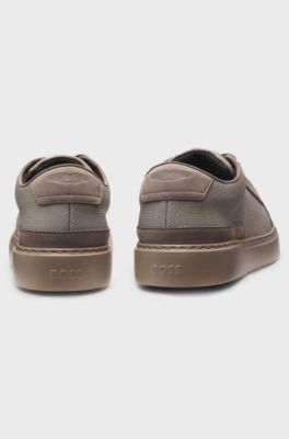 BOSS x ASTON MARTIN Sneakers con rifiniture in pelle, Grigio chiaro