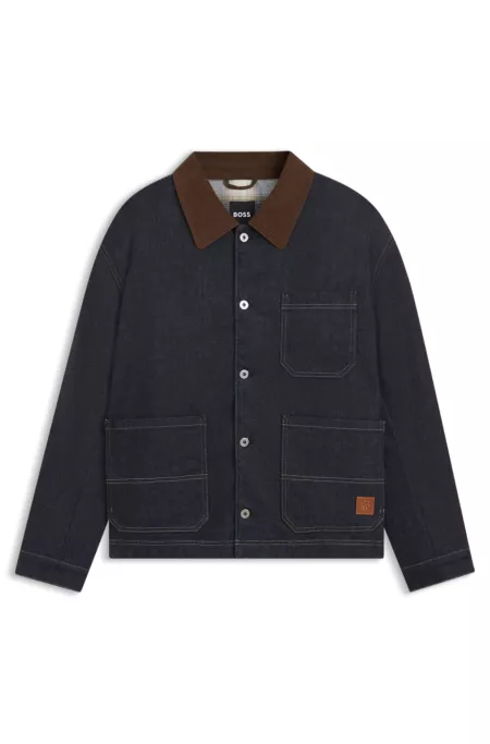 Contrast-collar jacket in indigo denim