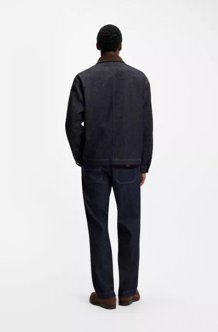 Contrast-collar jacket in indigo denim