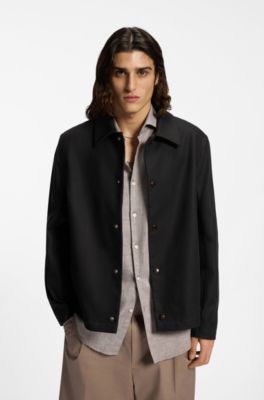 Coach jacket in double-faced cotton, Black