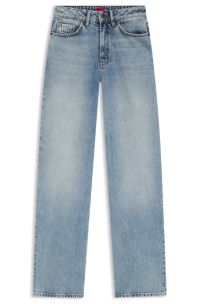 Wide-leg jeans in blue cotton denim, Light Blue