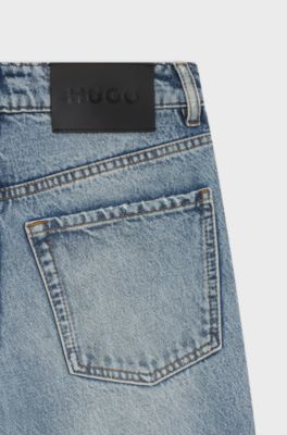 Wide-leg jeans in blue cotton denim, Light Blue