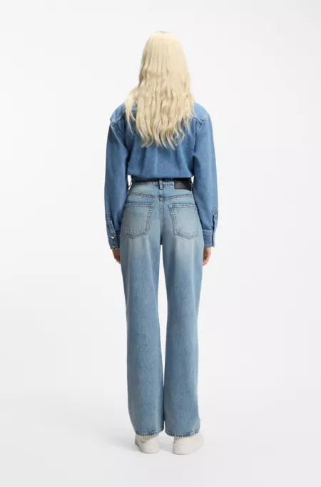 Wide-leg jeans in blue cotton denim