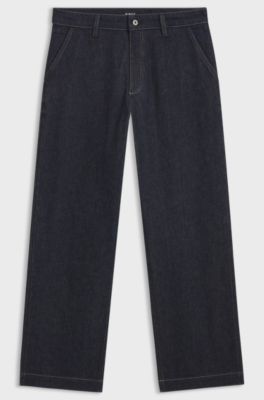 Relaxed-fit jeans in indigo stretch denim, Dark Blue