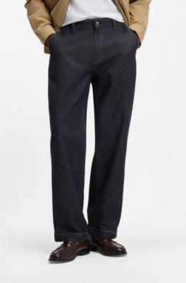 Relaxed-fit jeans in indigo stretch denim, Dark Blue