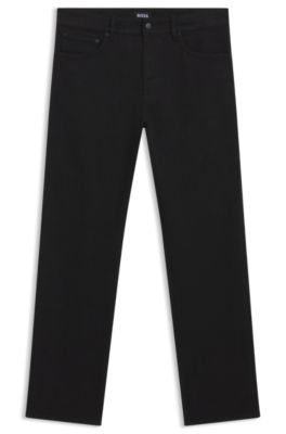Tapered-fit jeans in laser-patterned black denim, Black