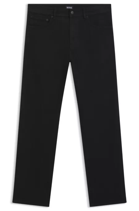 Tapered-fit jeans in laser-patterned black denim
