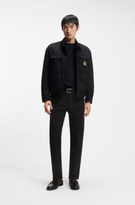 Year of the Horse Tapered-fit jeans in laser-patterned black denim, Black