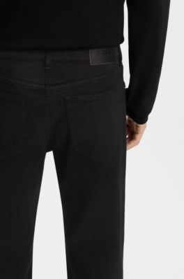 Tapered-fit jeans in laser-patterned black denim, Black